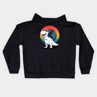 Kids Earth Riding Trex Sunset Dinosaur Boys Kids Kids Hoodie